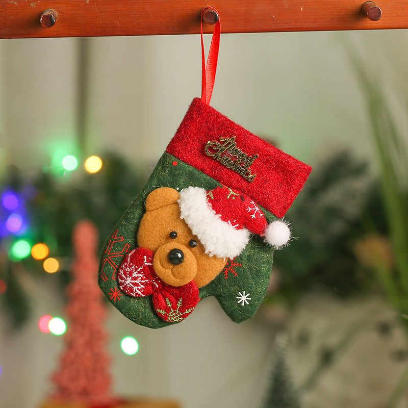 Wholesale Christmas Decoration Small Size Non-woven Christmas Socks Christmas Tree Decorations Candy Bags